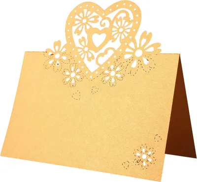 Image de 50 Packs de Cartes de Table 3D en forme de Cœur, Cartes de Table Coupées au Laser, Cartes de Table Noms Alimentaires, Cartes de Table Réception