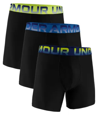 Produktbild von UNDER ARMOUR Herren Boxershorts, 3er Pack - Performance Baumwolle Boxer Briefs Ombre Solid 6 in, Stretch, Baumwollmischung Schwarz/Blau/Gelb M