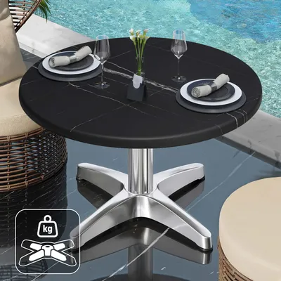 Produktbild von WBC | Jamaika Loungetisch | Ø:H 70 x 40 cm | Schwarz Marmor / Aluminium | Zusatzgewicht | Bistro Loungetisch Gastro Tisch