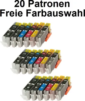 Produktbild von 20 kompatible Tintenpatronen Canon PGI-570 black, cyan, magenta, yellow, black, gray für Canon Pixma MG5750, MG5751, MG5752, MG5753, MG6850, MG6851,  MG6852, MG6853, MG7750, MG7751, MG7752, MG7753, TS5050, TS5051, TS5053,  TS5055, TS6050, TS6051, TS6052, TS8050, TS8051, TS8052, TS8053, TS9050, TS9055 - Freie Auswahl der einzelnen Farben