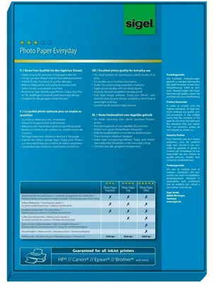 Produktbild von SIGEL IP715 Inkjet Fotopapier Everyday, hochglänzend, 170 g/m², A4, 100 Blatt