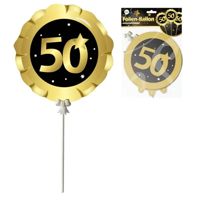 Produktbild von 3er SET FOLIEN BALLONS 50.GEBURTSTAG selbstaufblasend 50 DEKO GOLDENE HOCHZEIT