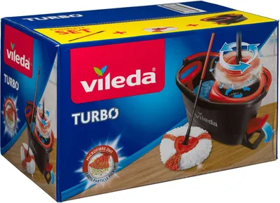 Produktbild von Vileda Wischmop-Set Turbo Easy Wring & Clean incl. Powerschleuder und Fußpedal, Farbe Grau