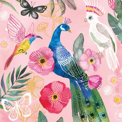 Produktbild von 20 Servietten Exotica - Exotische Vögel am Pfau 33x33cm
