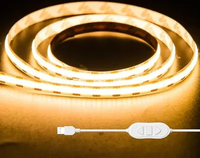 Produktbild von Oulara USB COB LED -Streifen 5 V warm weiß 2700 K, 1 m dimmbare 320 LEDs Licht, flexible Speicherfunktion TV -Hintergrundbeleuchtung, Schlafzimmer, Sp