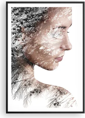 Produktbild von Gerahmtes Poster - Schwarzer Rahmen - Frau doppelt Belichtung - 70x100 cm - Wand Bild - Wanddeko - Wandbilder - Wandposter - Bilderrahmen - Bilder - Kunstdruck - Wandbild - P2BPA70x100-4338