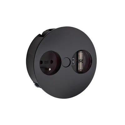 Produktbild von Bachmann Twist USB A, Steckdosenelement, mit belgischer/französischer Steckdose, schwarz matt