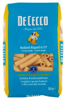 Produktbild von 24x Pasta De Cecco 100% Italienisch Sedani Rigati N°57 Nudeln 500g + Italian Gourmet Polpa 400g
