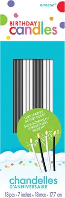 Zdjęcie produktu dla Świeczki urodzinowe czarne & białe 18szt.