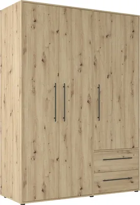 Produktbild von Kleiderschrank - 144 x 200 cm - 3 Türen - 2 Schubladen - Artisan Eiche Nachbildung