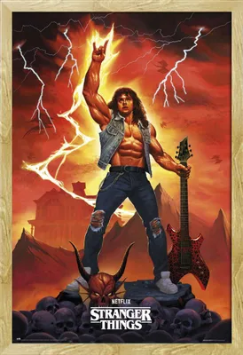Immagine prodotto di Stranger Things - Poster - Eddie + cornice rimovibile, Shinsuke® Maxi MDF faggio, disco acrilico