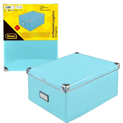 Productafbeelding van Idena opbergbox met deksel, inklapbaar, turquoise, 35x28x17 cm