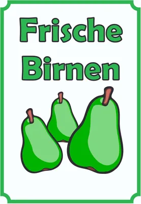 Produktbild von Frische Birnen Schild Hochkant A2 Rückseite selbstklebend