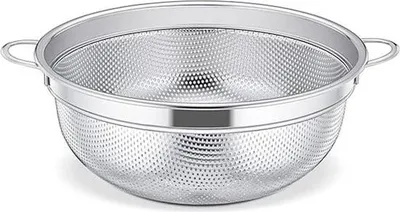 Produktbild von Nudelsieb aus Edelstahl mit Griffen, 20 cm – Mikroperforiertes Sieb für Nudeln, Gemüse, Obst und Reis