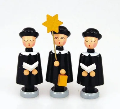 Produktbild von Holzfiguren 3 Kurrendefiguren schwarz Höhe 4cm NEU
