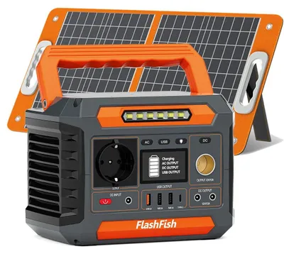 Produktbild von Tragbare Power Station Solargenerator - P66A - AC 200W, 400W Spitze - Set Mit 60W Solarpanel - Li‑Ion Akku - USB QC3.0 & Type‑C 18W - DC 12V 10A 120W - EU‑Steckdose