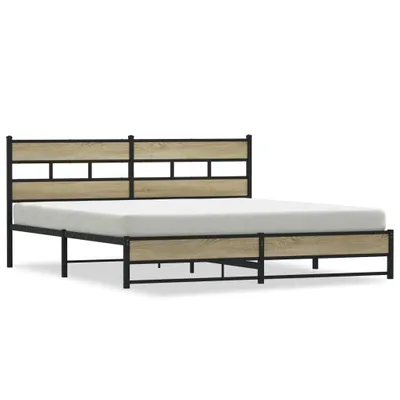 Produktbild von Metallbett ohne Matratze Sonoma-Eiche 200x200 cm