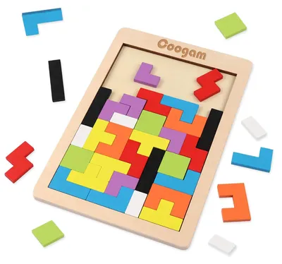 Obrázok produktu pre Drevená puzzle hra Tangram, 40 dielikov, logická hra, hračka