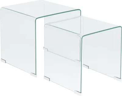 Produktbild von BELIANI Beistelltisch 2er Set Transparent Sicherheitsglas Rechteckig Minimalistisch Modern