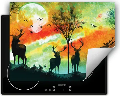 Produktbild von DarHaus Herdabdeckplatte 70x52 cm Anti Rutsch Matte Aufrollbar, bunt - Hirsh