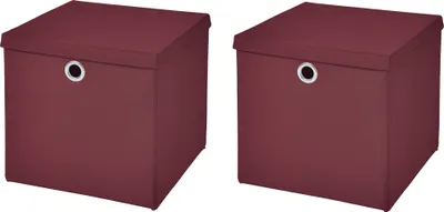 Produktbild von 2 Stück Burgundy Faltbox 28 x 28 x 28 cm Aufbewahrungsbox faltbar mit Deckel