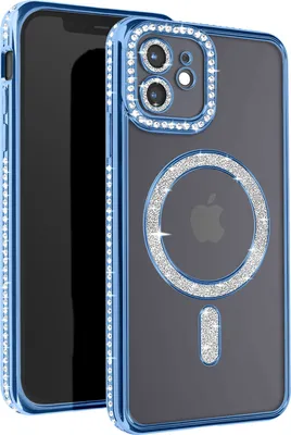 Produktbild von Avizar, Diamant-Hülle für iPhone 12 – MagSafe-Schutz mit Strass-Rand, Hellblau
