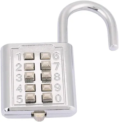 Produktbild von Passwortschloss, 10 Tastenfelder 5-stelliges Zahlenschloss, Zinklegierungs-Vorhängeschloss, schlüsselloses Schloss für Zaun, Werkzeugkasten, Gepäckschließfächer usw.