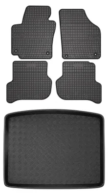 Productafbeelding van Rubberen automatten + kofferbakmat voor Seat Altea 2004-2008 – 5-delig, zwart, op maat – Wielganizator SolidPRO