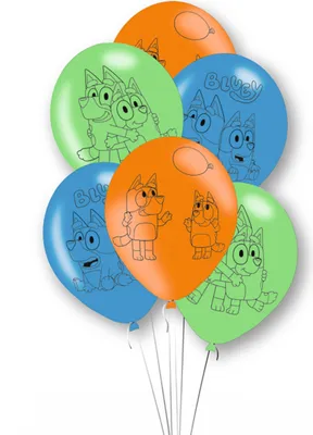 Immagine prodotto di Palloncini bluy licenza articolo 6 pezzi blu-verde-arancione 27,5 cm -