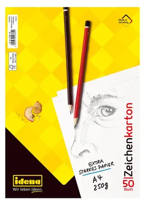 Zdjęcie produktu dla Idena 10384 Karton kreślarski, 50 arkuszy, DIN A4, 250 g/m², mix