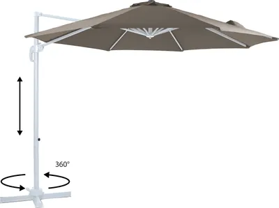 Produktbild von AXI Marisol Ampelschirm Rund Ø 300 cm in Weiß / Taupe | Runder Sonnenschirm für Garten / Terrasse mit Aluminium Rahmen | Inkl. Kreuzfuß & Schutzhülle