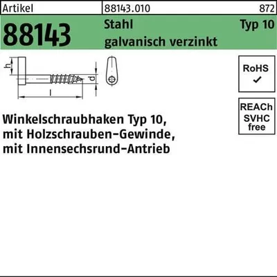 Produktbild von Reyher  Winkelschraubhaken Art.10 5,8x65 vz (100 Stück)
