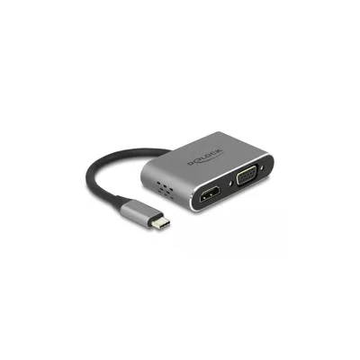 Image de Delock 64074 DELOCK Adapter USB-C > HDMI/VGA/USB3.0/PD 0.12m grau