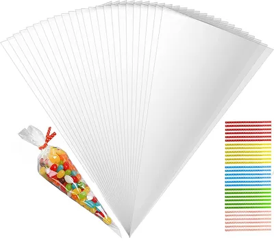 100 Cellophan-Geschenktüten 30x16 cm mit Twist-Verschlüssen