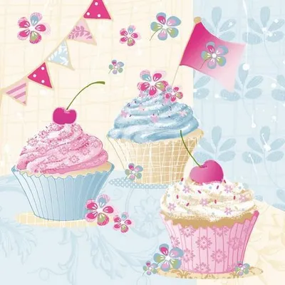 Produktbild von 20 Servietten Birthday Cup Cakes - Festliche Cupcakes 33x33cm