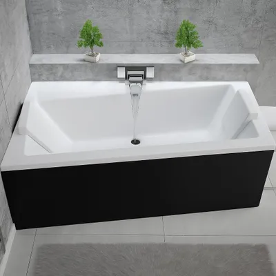 Produktbild von Badewanne INFINITY 170x110 mit Füßen , mit Siphon und schwarz Schürze, linke