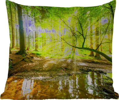 Produktbild von MuchoWow® Outdoor Kissen - Wald - Landschaft - Wasser - Bäume - Sonne - Grün - Natur - 40x40 cm - Wetterfest - Lounge Kissen - Kopfkissen - Interieur - Polster mit Bild