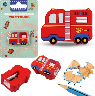 Produktbild von FEUERWEHR Einzelner GUMMISPITZER, Feuerwehrauto, Schulhobel, Buntstiftanspitzer