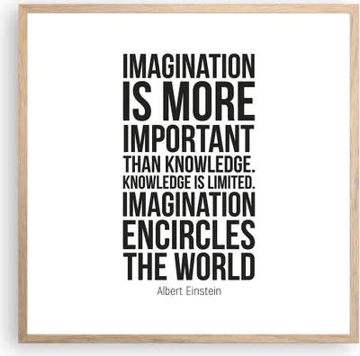 Produktbild von Gerahmtes Poster - Rahmen in heller Eiche - Einstein Maxim Imagination - 60x60 cm - Wand Bild - Wanddeko - Wandbilder - Wandposter - Bilderrahmen - Bilder - Kunstdruck - Wandbild - P2NAC60x60-4178