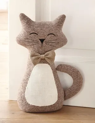 Produktbild von Türstopper "Katze" aus Stoff, schwer, Türpuffer, Türfeststeller, Fensterstopper
