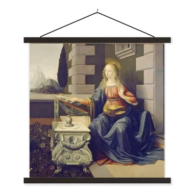 Obrázek produktu pro MuchoWow® Textilní plakát - Zvěstování - Leonardo da Vinci - 120x120cm - S černými lamelami
