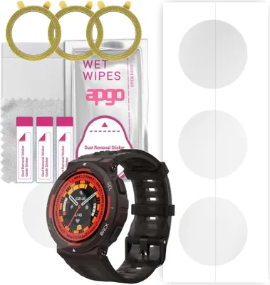 Produktbild von apgo 3 Stück Schutzfolie, klar, kompatibel mit Amazfit Active Edge Smartwatch, Hydrogel Displayschutzfolie mit Positionierhilfe, Displayfolie, robust und kratzfest