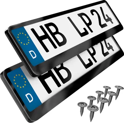 Produktbild von 1 Stück Kennzeichenhalter Edelstahl schwarz hochglanz poliert EDELSTAHL V2A premium Kennzeichenhalter