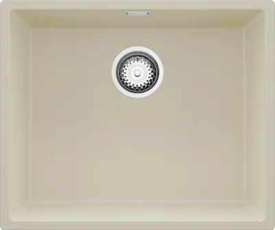 Produktbild von PRIMAGRAN Spülbecken Beige 56x47cm, Granitspüle 1 Becken + Ablauf-Set, Küchenspüle ab 60er Unterschrank - London Slim