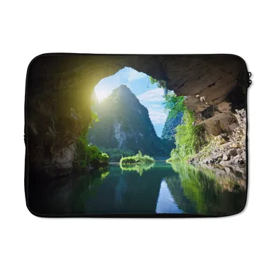 Produktbild von MuchoWow® Laptop Hülle 13 Zoll Wasser - Höhle - Sonne - Natur - Pflanzen Laptoptasche - Laptophülle - Sleeve - Rundumschutz