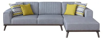 Produktbild von Graues L-Form Ecksofa Wohnzimmer Wohnlandschaft Polster Sofas Couchen
