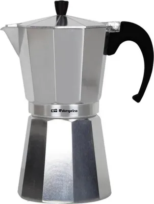 Produktbild von Orbegozo KF 1200, italienische Kaffeemaschine, 12 Tassen, ergonomischer Griff, geeignet für Gas-, Elektro- und Glaskeramikkocher, Aluminium, Sicherheitsventil, Sicherheitsventil