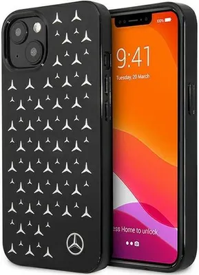 Produktbild von Mercedes MEHCP13SESPBK iPhone 13 mini 5,4" schwarz Hartschale Silber Sterne Muster Handyhülle