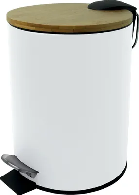 Produktbild von helit Tret-Abfallbehälter "the bamboo" 3 Liter weiß