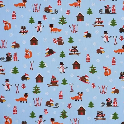 Produktbild von Dekostoff Meterware Halbpanama Kinderstoff Winterstoff hellblau 140cm